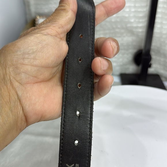 (H) Leatherock 7129 Vintage Yellow BeltWestern-style gold buckle leather, Sz S/M - Picture 8 of 14